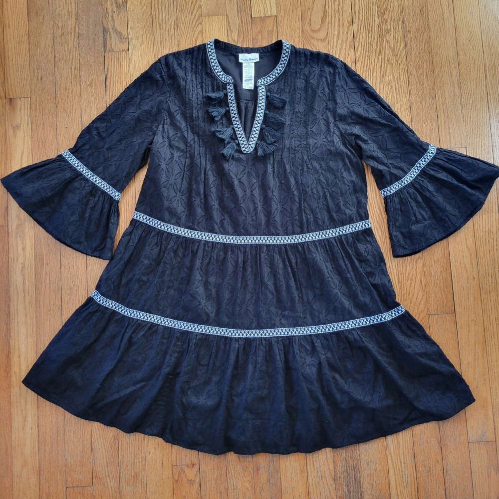 Tommy Bahama S Cotton Clip Embroidered Coverup Dress Tassel Beach Swim Boho